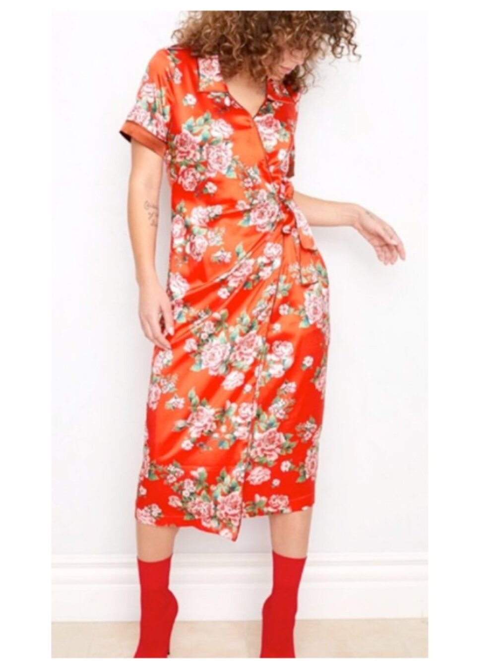 We are HAH (Hot as hell) Perfectly Taylored Midi Dress SHAHbby Floral Stripes